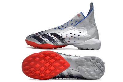 Adidas Predator Freak+ TF Artificial Turf Soccer Shoes - Silver/Blue/Red