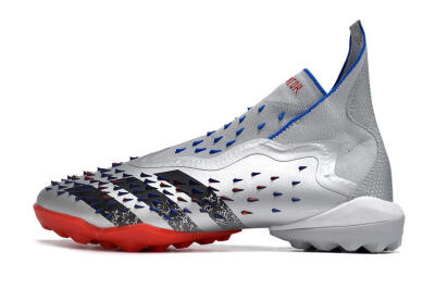 Adidas Predator Freak+ TF Artificial Turf Soccer Shoes - Silver/Blue/Red
