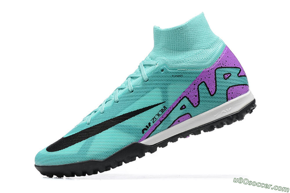 Nike Air Zoom Mercurial Superfly 9 Elite TF Artificial Turf Soccer Shoes - Blue/Black/Purple 6