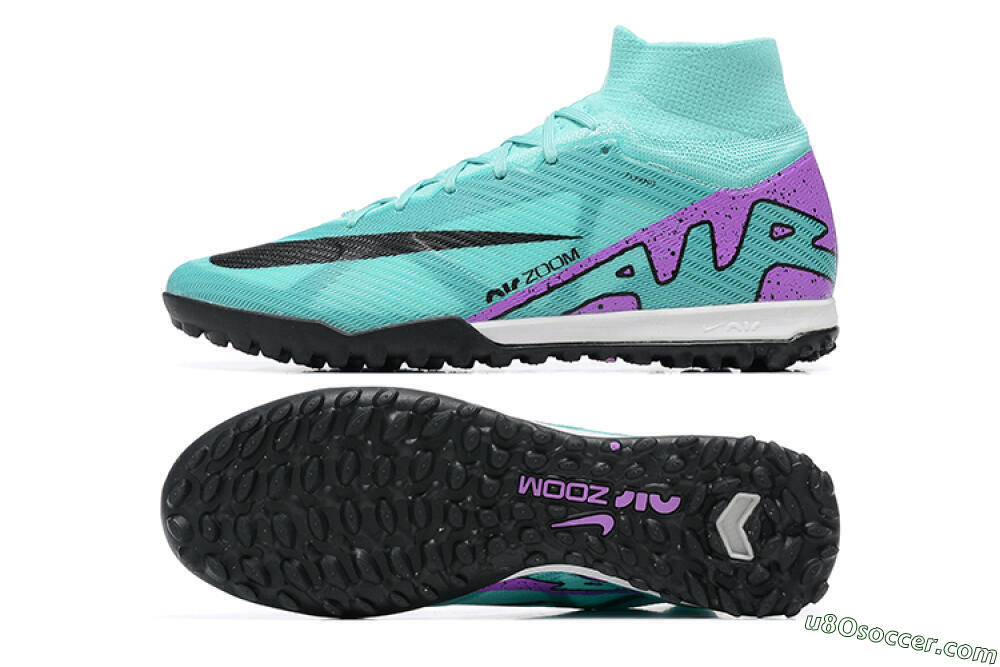 Nike Air Zoom Mercurial Superfly 9 Elite TF Artificial Turf Soccer Shoes - Blue/Black/Purple 0
