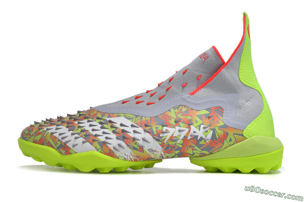 Adidas Predator Freak+ TF Artificial Turf Soccer Shoes - Grey/Red/Yellow 2