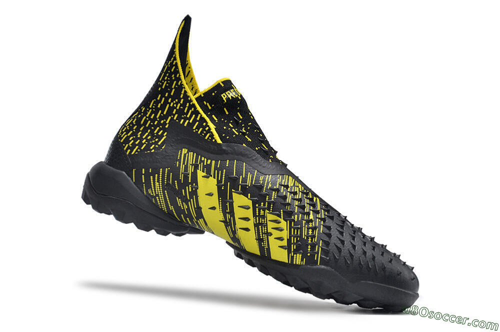 Adidas Predator Freak+ TF Artificial Turf Soccer Shoes - Black/Yellow 4
