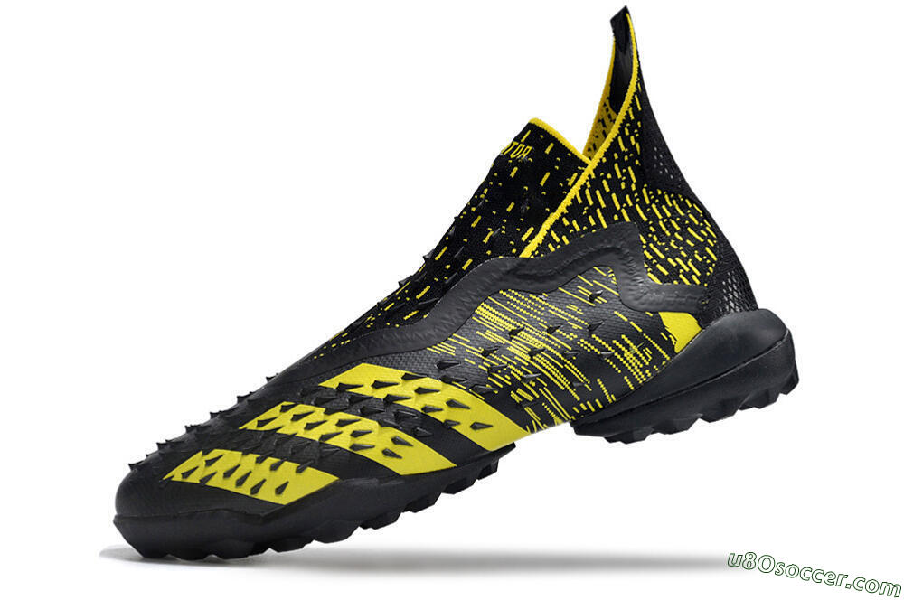 Adidas Predator Freak+ TF Artificial Turf Soccer Shoes - Black/Yellow 5