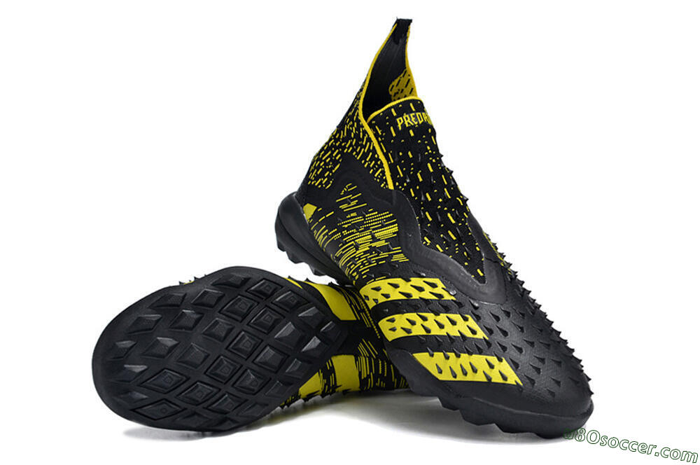 Adidas Predator Freak+ TF Artificial Turf Soccer Shoes - Black/Yellow 3