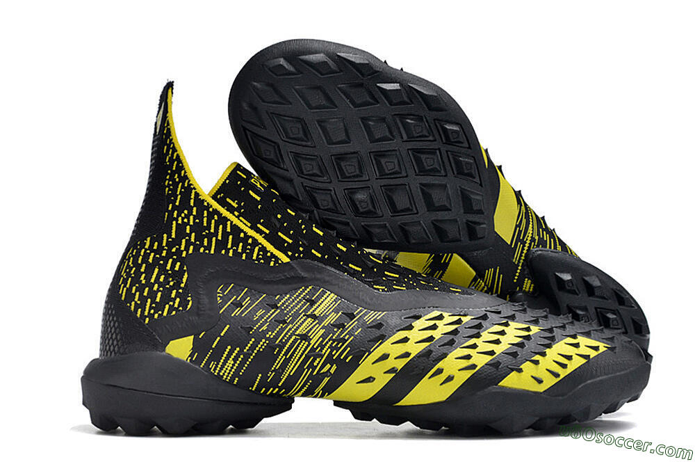 Adidas Predator Freak+ TF Artificial Turf Soccer Shoes - Black/Yellow 1