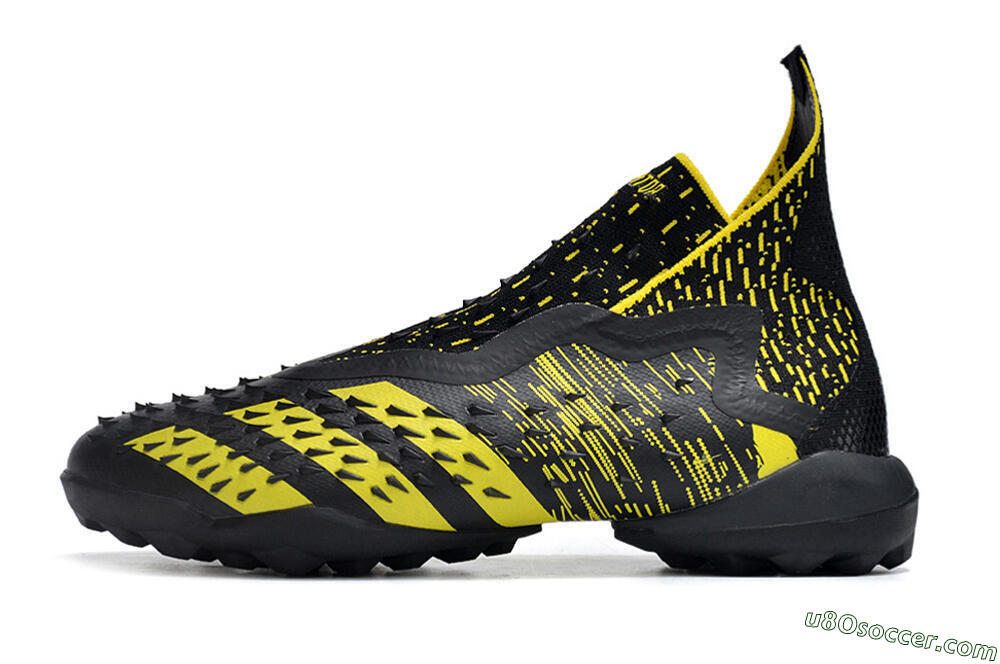 Adidas Predator Freak+ TF Artificial Turf Soccer Shoes - Black/Yellow 2