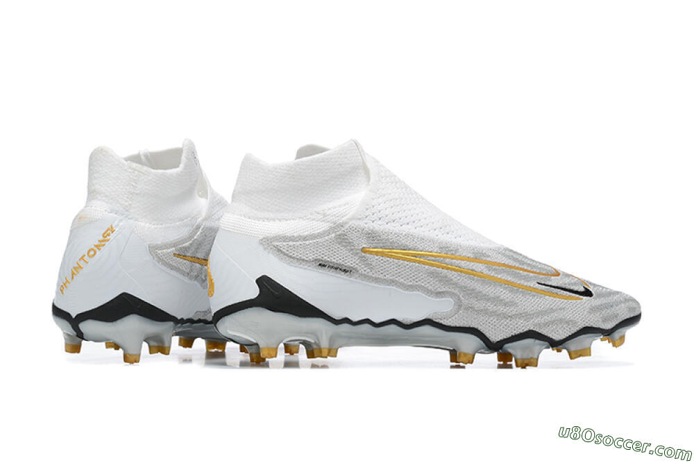 Nike Phantom GX Elite DF FG Firm Ground Soccer Cleats - White/Gold/Black 8