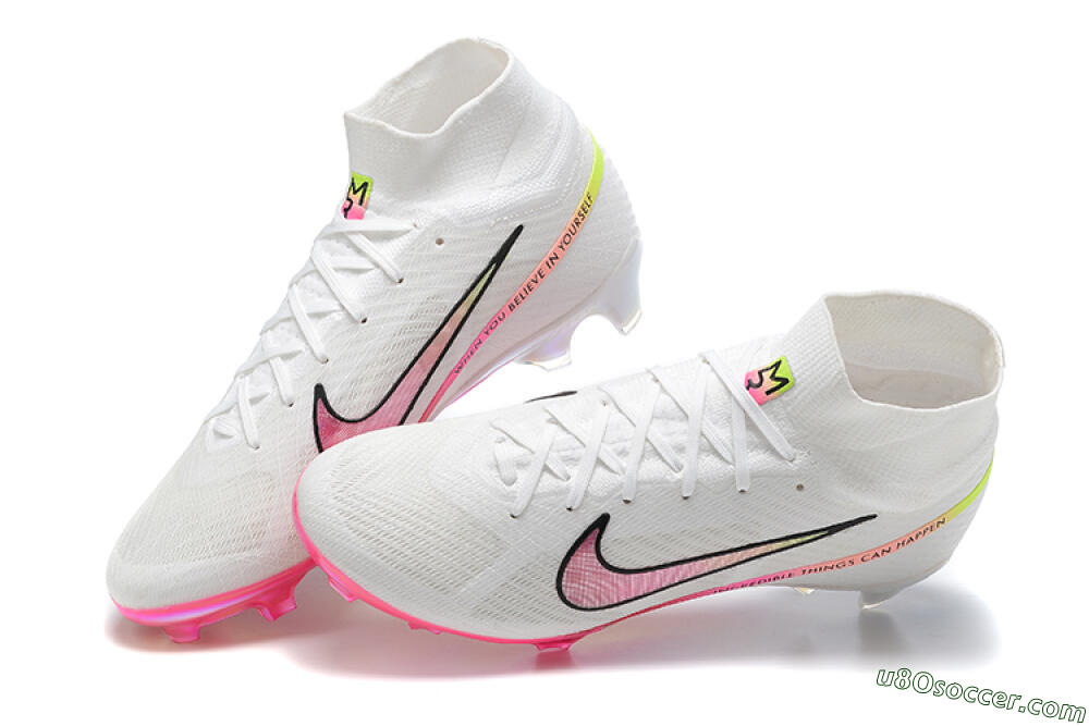 Nike Air Zoom Mercurial Superfly 9 Elite FG Firm Ground Soccer Cleats - White/Pink/Black/Yellow 5