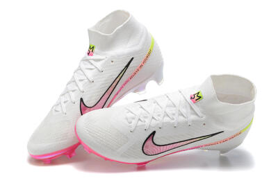Nike Air Zoom Mercurial Superfly 9 Elite FG Firm Ground Soccer Cleats - White/Pink/Black/Yellow