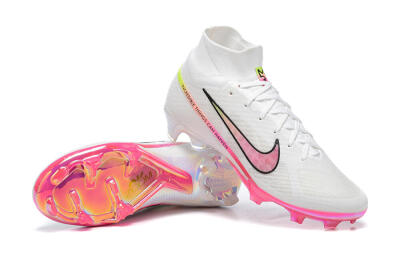 Nike Air Zoom Mercurial Superfly 9 Elite FG Firm Ground Soccer Cleats - White/Pink/Black/Yellow