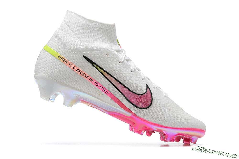 Nike Air Zoom Mercurial Superfly 9 Elite FG Firm Ground Soccer Cleats - White/Pink/Black/Yellow 6