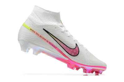 Nike Air Zoom Mercurial Superfly 9 Elite FG Firm Ground Soccer Cleats - White/Pink/Black/Yellow
