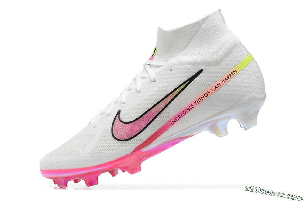 Nike Air Zoom Mercurial Superfly 9 Elite FG Firm Ground Soccer Cleats - White/Pink/Black/Yellow 7