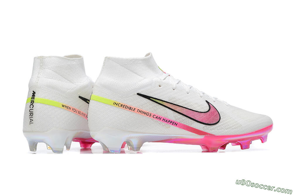 Nike Air Zoom Mercurial Superfly 9 Elite FG Firm Ground Soccer Cleats - White/Pink/Black/Yellow 8