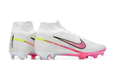 Nike Air Zoom Mercurial Superfly 9 Elite FG Firm Ground Soccer Cleats - White/Pink/Black/Yellow
