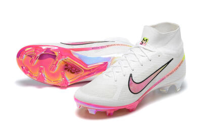 Nike Air Zoom Mercurial Superfly 9 Elite FG Firm Ground Soccer Cleats - White/Pink/Black/Yellow