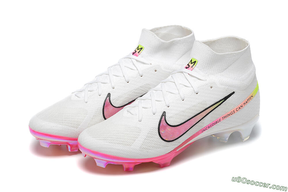 Nike Air Zoom Mercurial Superfly 9 Elite FG Firm Ground Soccer Cleats - White/Pink/Black/Yellow 9