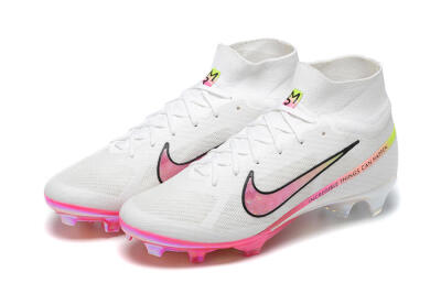 Nike Air Zoom Mercurial Superfly 9 Elite FG Firm Ground Soccer Cleats - White/Pink/Black/Yellow