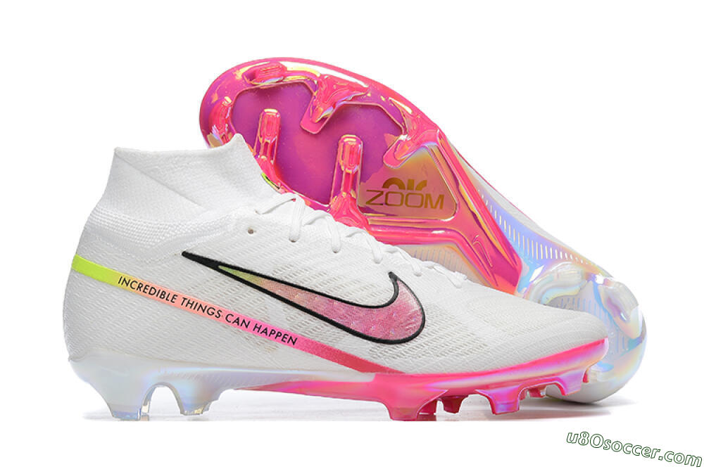 Nike Air Zoom Mercurial Superfly 9 Elite FG Firm Ground Soccer Cleats - White/Pink/Black/Yellow 1