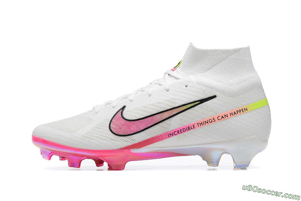 Nike Air Zoom Mercurial Superfly 9 Elite FG Firm Ground Soccer Cleats - White/Pink/Black/Yellow 2