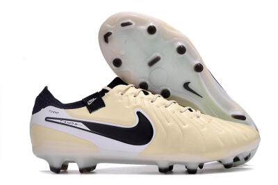 Nike Tiempo Legend 10 Elite FG Firm Ground Soccer Cleats - Beige/Black/White
