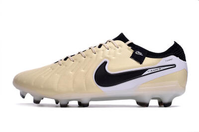 Nike Tiempo Legend 10 Elite FG Firm Ground Soccer Cleats - Beige/Black/White