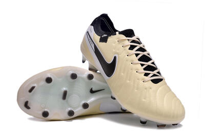 Nike Tiempo Legend 10 Elite FG Firm Ground Soccer Cleats - Beige/Black/White