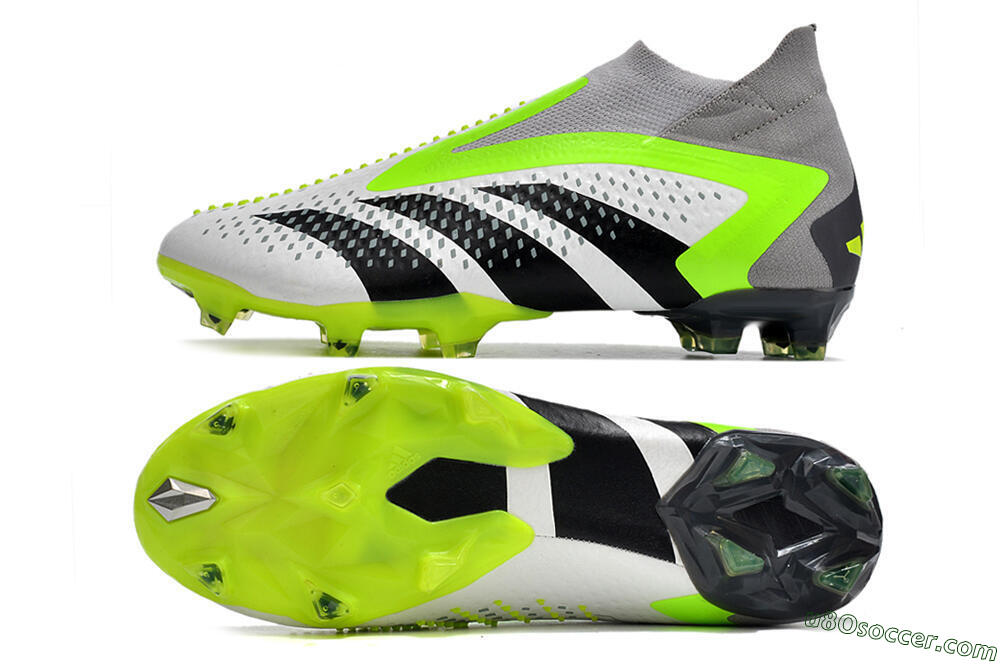 Adidas Predator Accuracy+ FG Firm Ground Soccer Cleats - White/Black/Green 0
