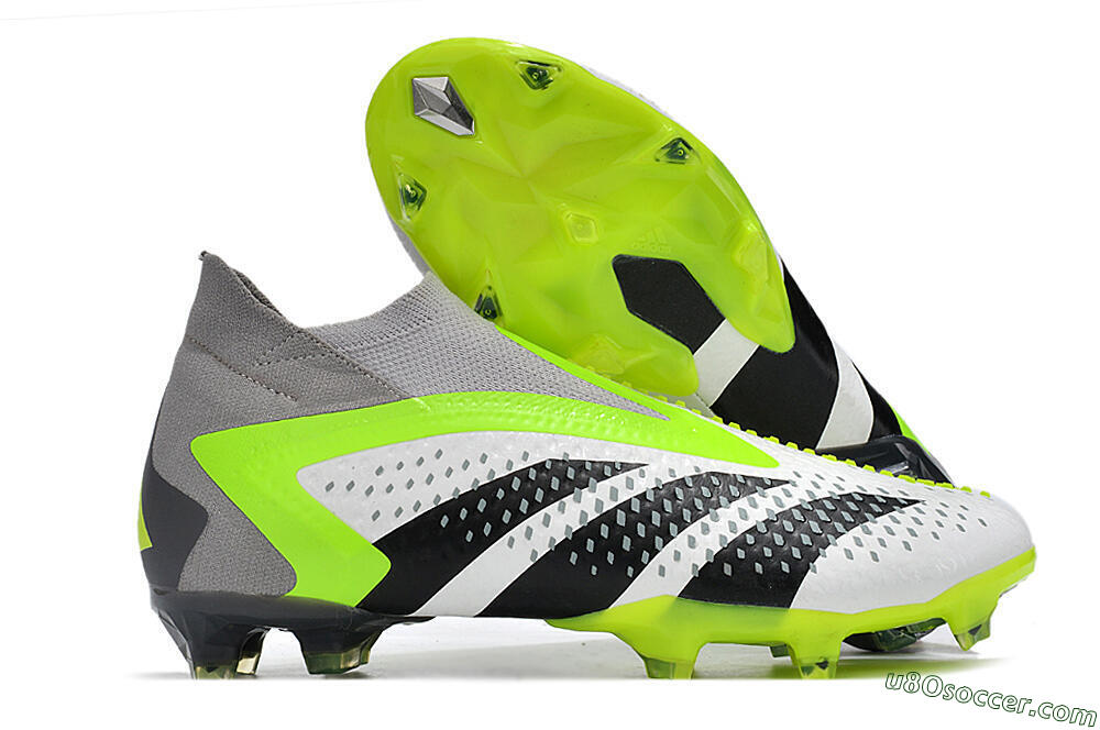 Adidas Predator Accuracy+ FG Firm Ground Soccer Cleats - White/Black/Green 1