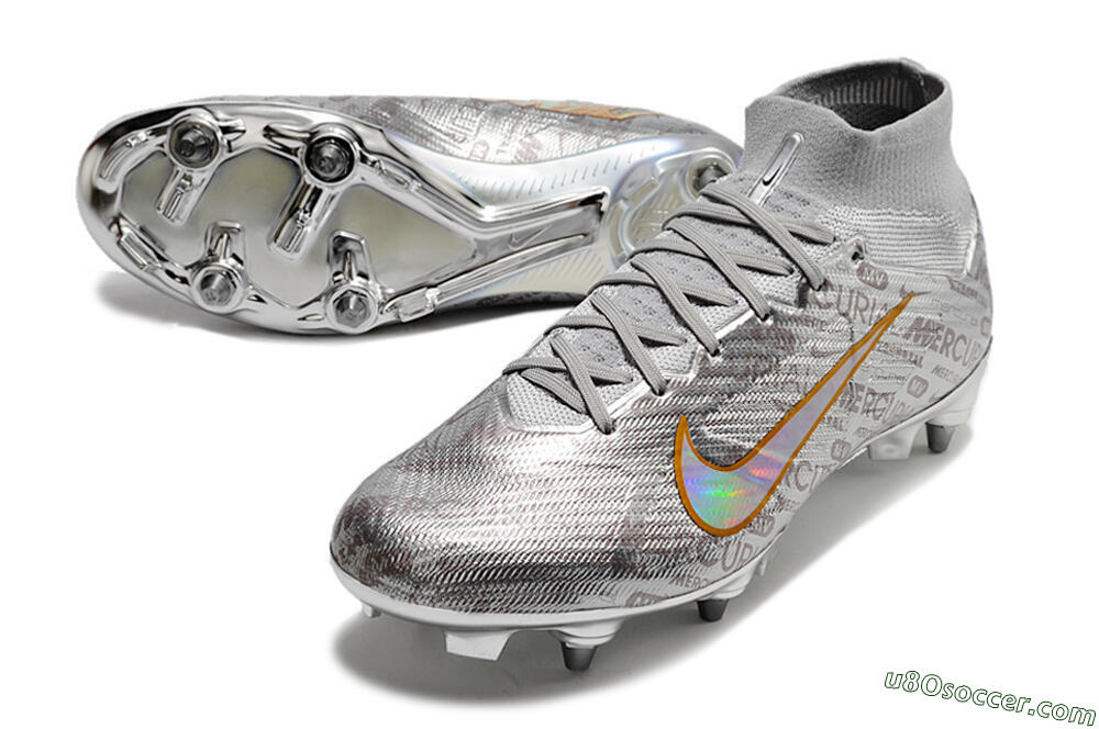 Nike Air Zoom Mercurial Superfly 9 Elite SG Soft Ground Soccer Cleats - Silver/Gold 3