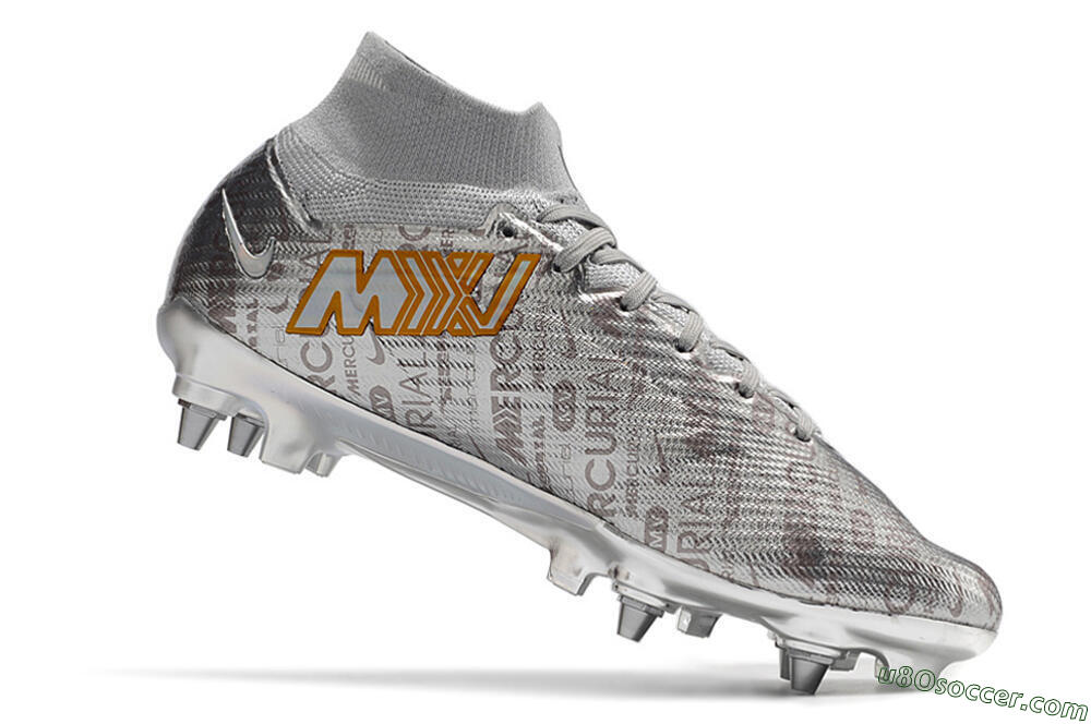 Nike Air Zoom Mercurial Superfly 9 Elite SG Soft Ground Soccer Cleats - Silver/Gold 4