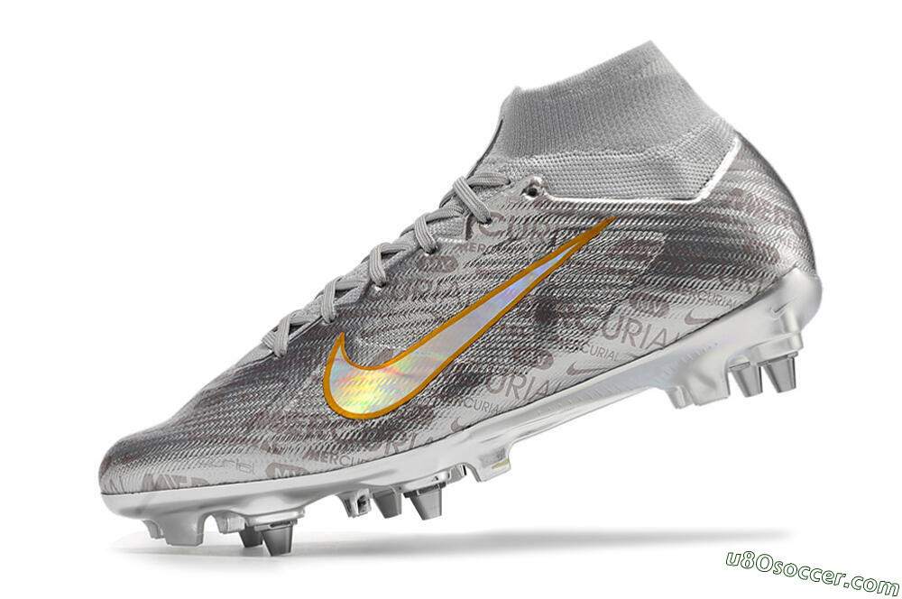 Nike Air Zoom Mercurial Superfly 9 Elite SG Soft Ground Soccer Cleats - Silver/Gold 5