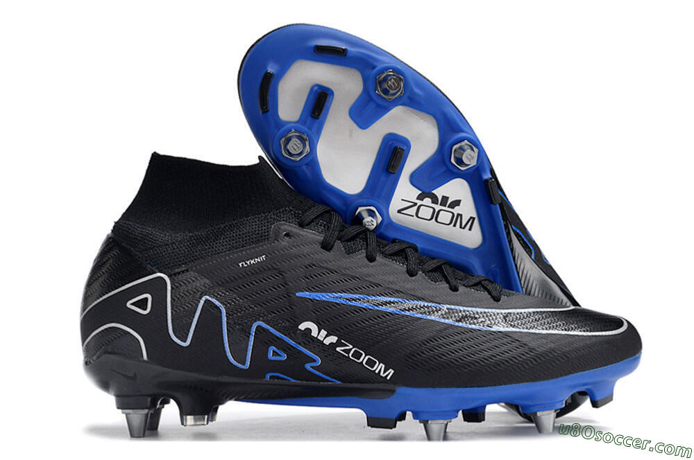 Nike Air Zoom Mercurial Superfly 9 Elite SG Soft Ground Soccer Cleats - Black/Blue/White 1