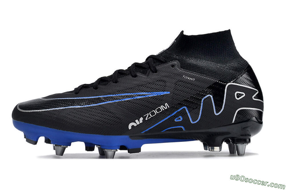 Nike Air Zoom Mercurial Superfly 9 Elite SG Soft Ground Soccer Cleats - Black/Blue/White 2