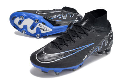 Nike Air Zoom Mercurial Superfly 9 Elite SG Soft Ground Soccer Cleats - Black/Blue/White