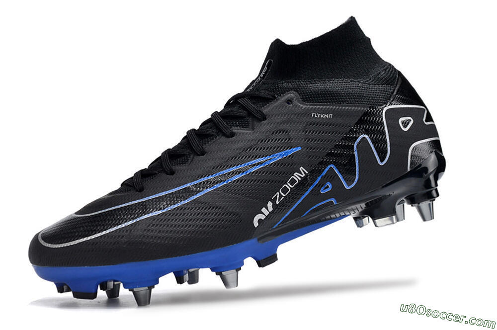 Nike Air Zoom Mercurial Superfly 9 Elite SG Soft Ground Soccer Cleats - Black/Blue/White 5