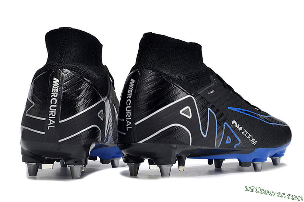 Nike Air Zoom Mercurial Superfly 9 Elite SG Soft Ground Soccer Cleats - Black/Blue/White 6