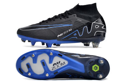 Nike Air Zoom Mercurial Superfly 9 Elite SG Soft Ground Soccer Cleats - Black/White/Blue
