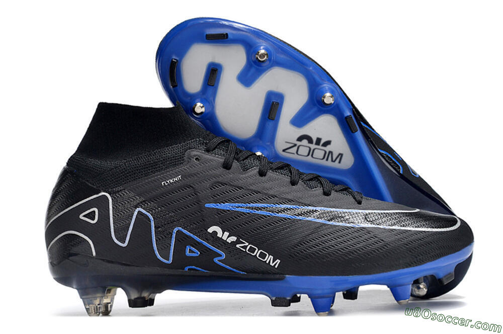 Nike Air Zoom Mercurial Superfly 9 Elite SG Soft Ground Soccer Cleats - Black/White/Blue 1