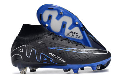 Nike Air Zoom Mercurial Superfly 9 Elite SG Soft Ground Soccer Cleats - Black/White/Blue