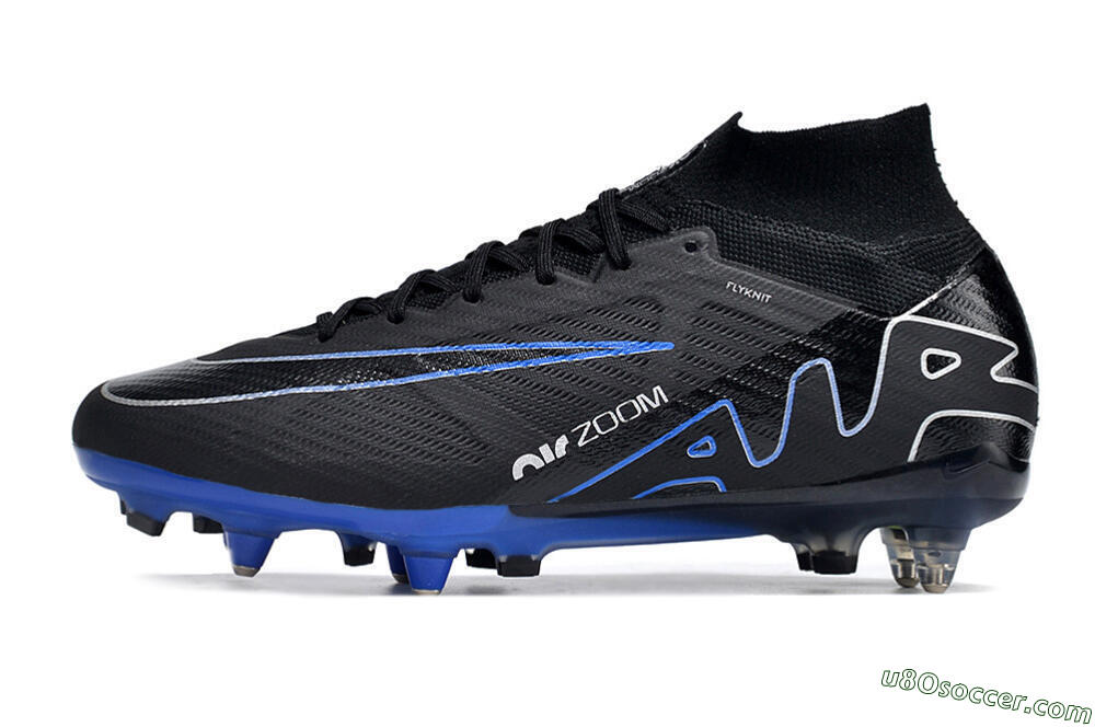 Nike Air Zoom Mercurial Superfly 9 Elite SG Soft Ground Soccer Cleats - Black/White/Blue 2