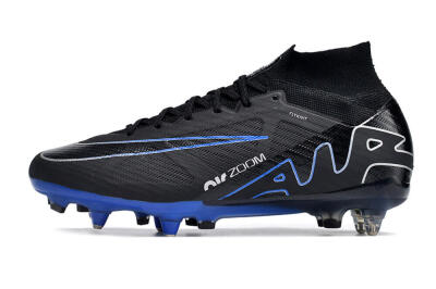 Nike Air Zoom Mercurial Superfly 9 Elite SG Soft Ground Soccer Cleats - Black/White/Blue