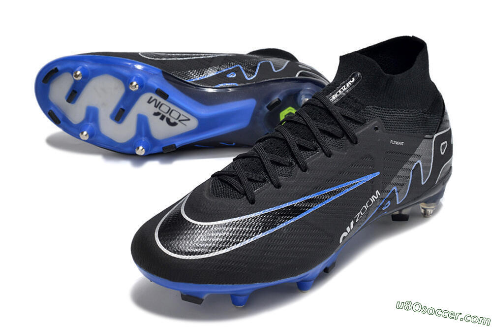 Nike Air Zoom Mercurial Superfly 9 Elite SG Soft Ground Soccer Cleats - Black/White/Blue 3