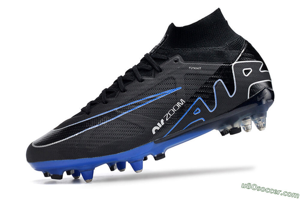 Nike Air Zoom Mercurial Superfly 9 Elite SG Soft Ground Soccer Cleats - Black/White/Blue 5
