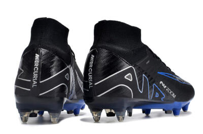 Nike Air Zoom Mercurial Superfly 9 Elite SG Soft Ground Soccer Cleats - Black/White/Blue