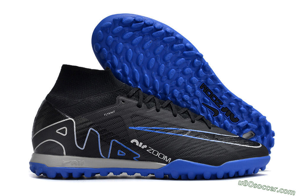 Nike Air Zoom Mercurial Superfly 9 Elite TF Artificial Turf Soccer Shoes - Black/White/Blue 1