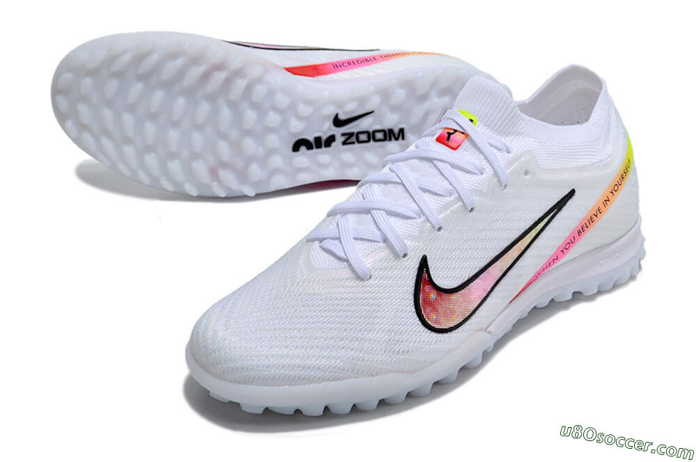 Nike Air Zoom Mercurial Vapor 15 Elite TF Artificial Turf Soccer Shoes - White/Black/Pink 3