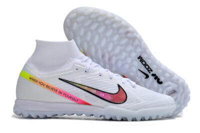Nike Air Zoom Mercurial Superfly 9 Elite TF Artificial Turf Soccer Shoes - White/Black/Pink