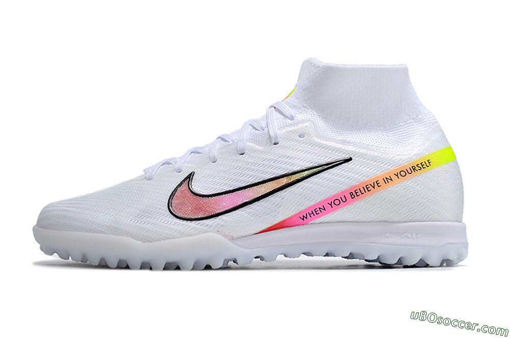 Nike Air Zoom Mercurial Superfly 9 Elite TF Artificial Turf Soccer Shoes - White/Black/Pink 2