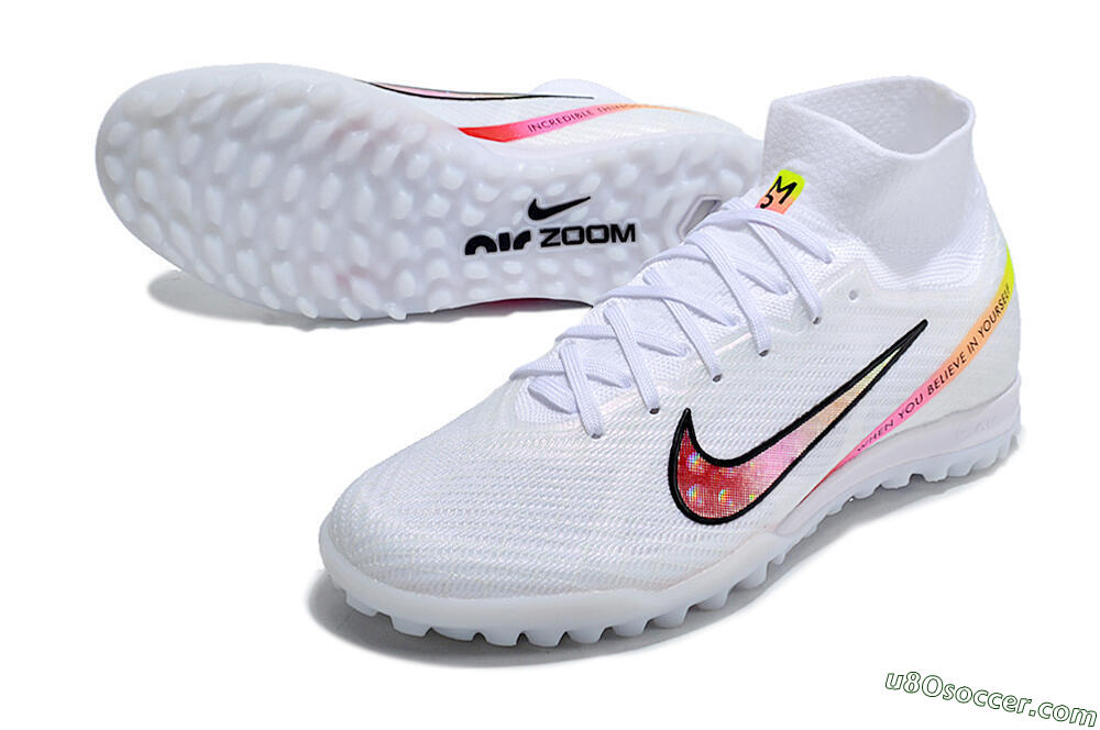 Nike Air Zoom Mercurial Superfly 9 Elite TF Artificial Turf Soccer Shoes - White/Black/Pink 3